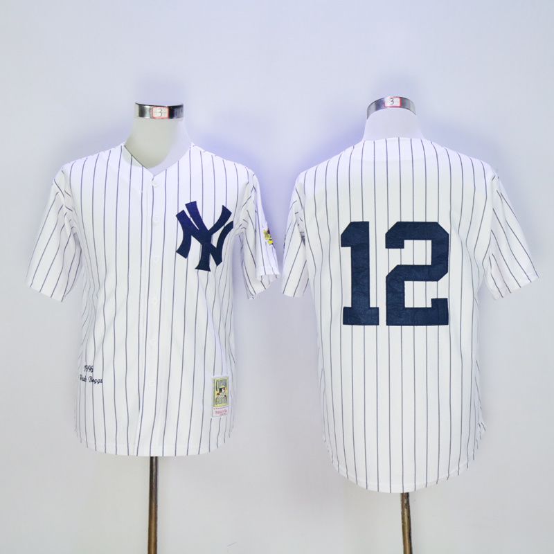 Men New York Yankees #12 No name White Throwback MLB Jerseys->new york yankees->MLB Jersey